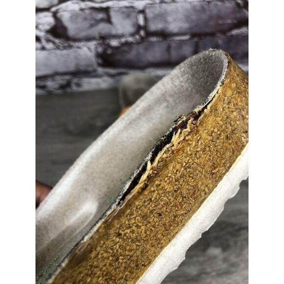 Betula Birkenstock Orange Leather Cork Strap Slide Sandals Women Sz 39EU/8.5M US - Picture 3 of 16